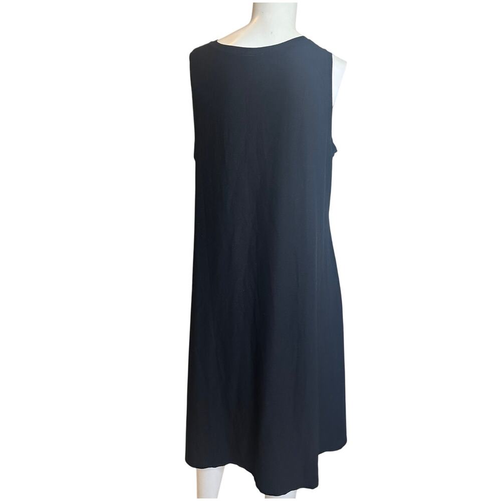 Eileen Fisher Black Sleeveless Stretch Jersey A-Line Midi Dress Women's L - Picture 5 of 10